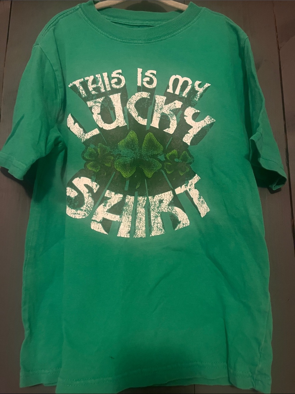 Kids Green 'This Is My Lucky Shirt' Graphic T‑Shirt
